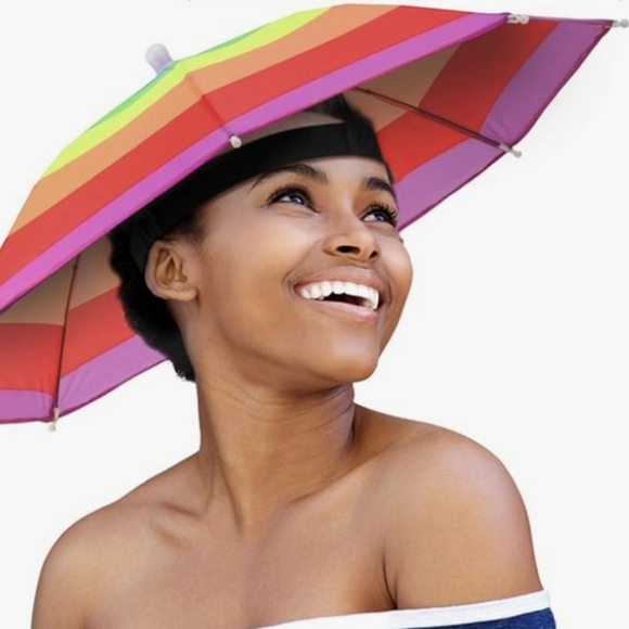 Vintage Accessories - NEW UMBRELLA Rainbow Nylon Hat Sun Visor